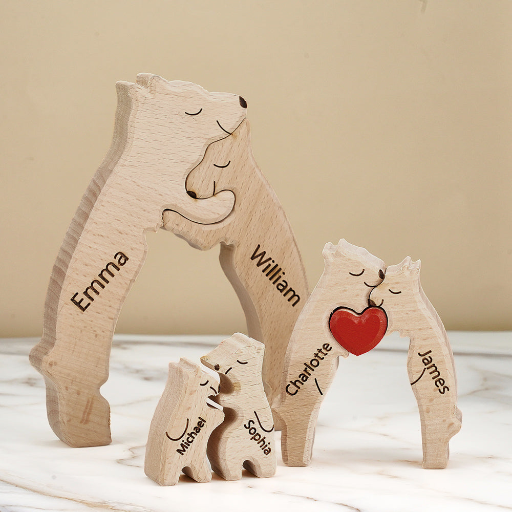 Personalizowane puzzle drewniane dla rodzin z imionami, idealny prezent do domu