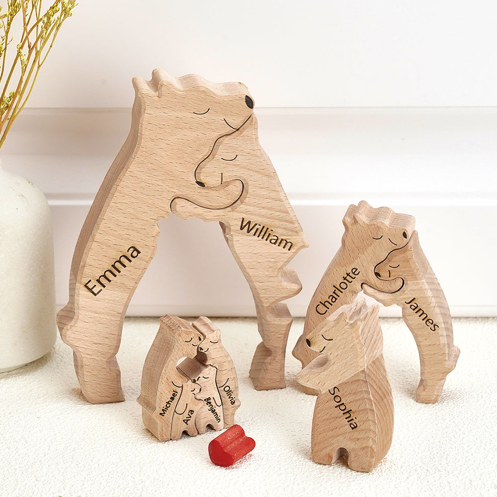 Personalizowane puzzle drewniane dla rodzin z imionami, idealny prezent do domu