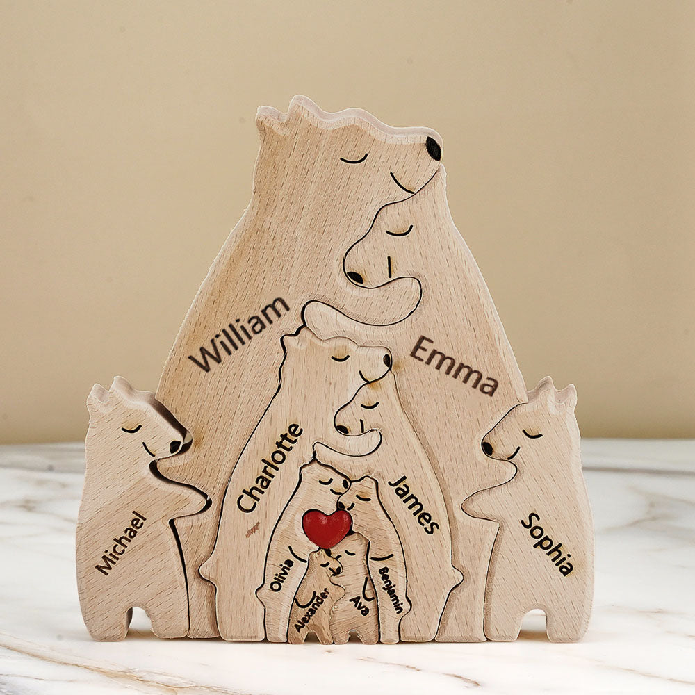 Personalizowane puzzle drewniane dla rodzin z imionami, idealny prezent do domu