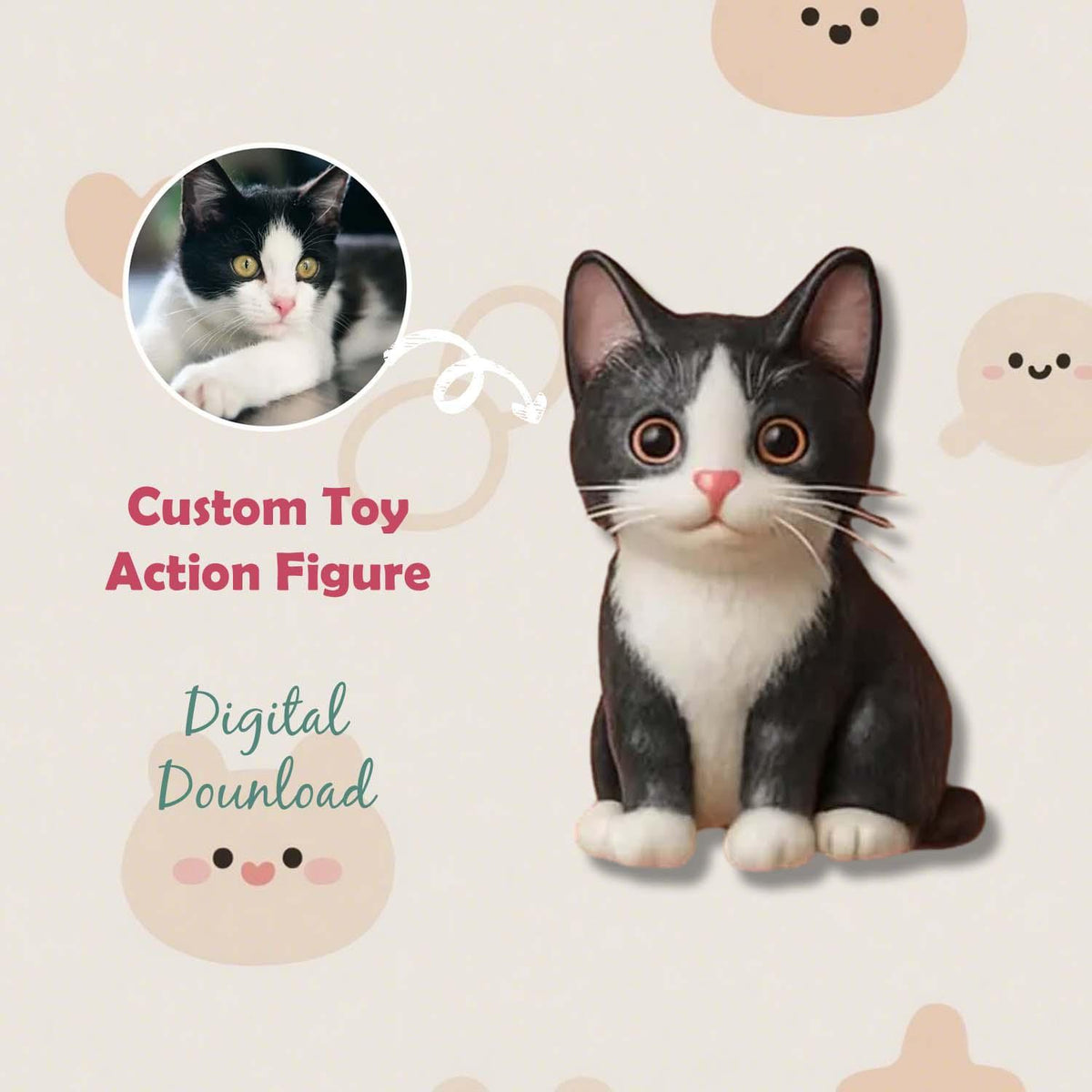 Custom 1 Person and 1 Pet 3D Mini Figure From Your Photo Personalized Toy Figure Gifts For Kids