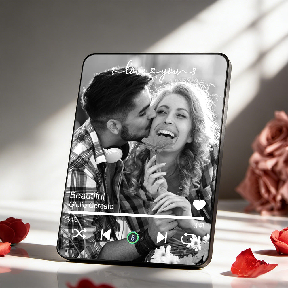 Personalizowana tablica muzyczna ze zdjęciem, prezent na Walentynki dla ukochanej
