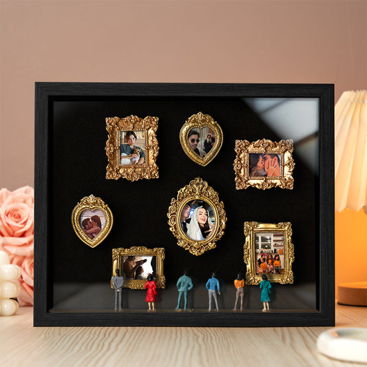 Miniaturowe muzeum w czarnej ramie, personalizowany prezent dla pary na walentynki lub rocznicę