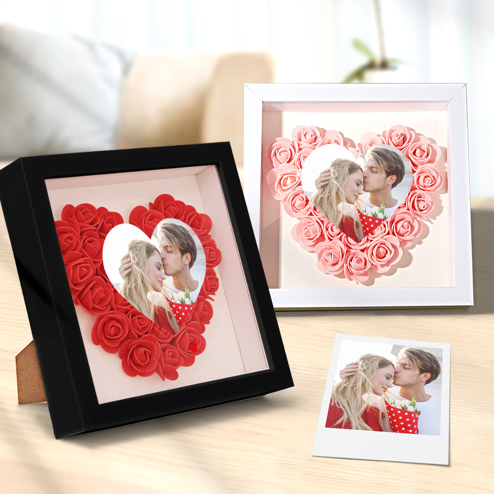 Personalizowana ramka na zdjęcia z kwiatami, prezent na rocznicę lub ślub