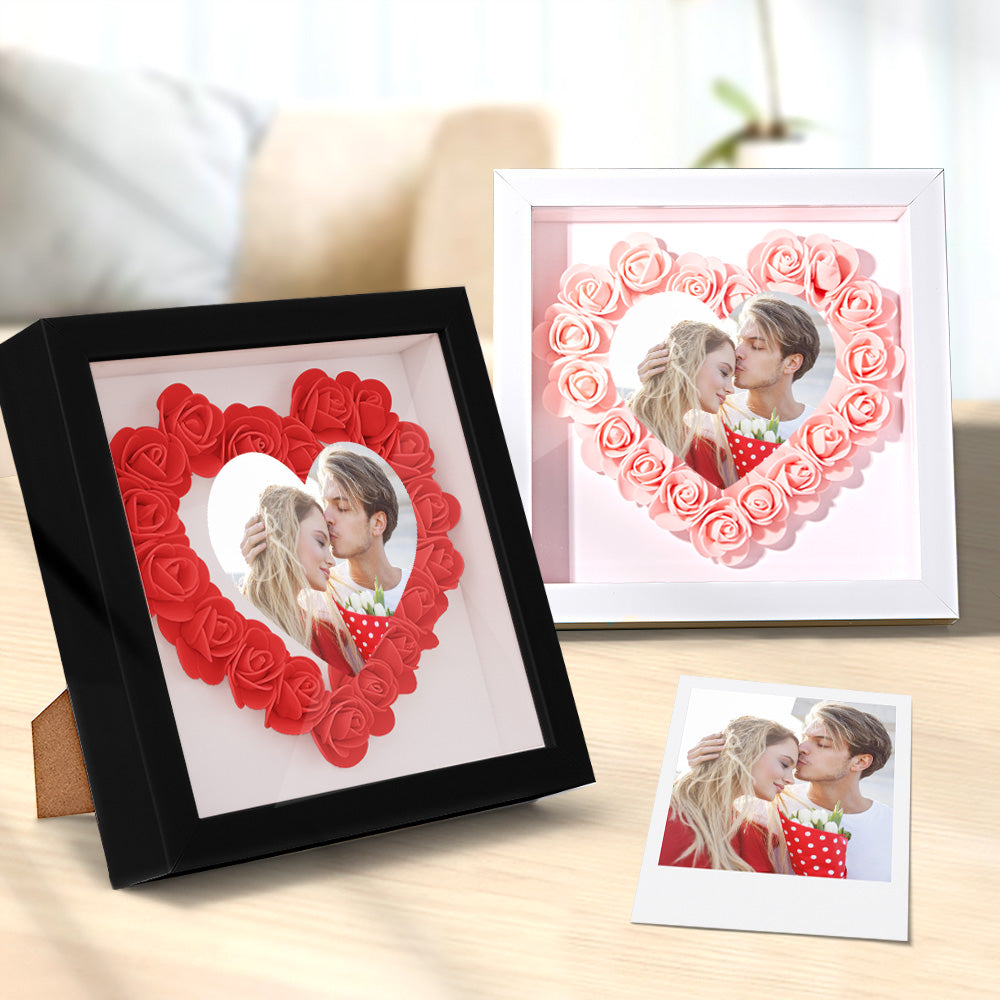 Personalizowana ramka na zdjęcia z kwiatami, prezent na rocznicę lub ślub