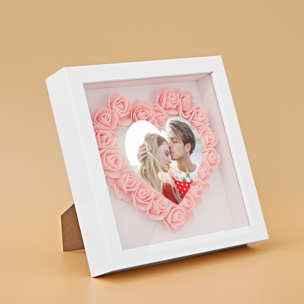 Personalizowana ramka na zdjęcia z kwiatami, prezent na rocznicę lub ślub