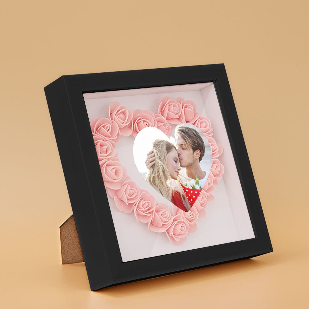 Personalizowana ramka na zdjęcia z kwiatami, prezent na rocznicę lub ślub