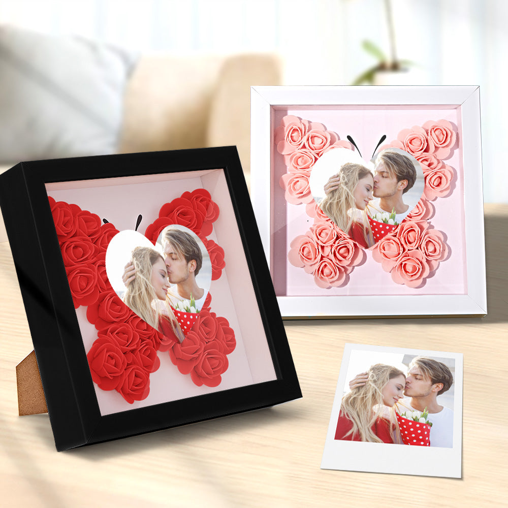 Personalizowana ramka na zdjęcia z kwiatami, prezent na rocznicę lub ślub