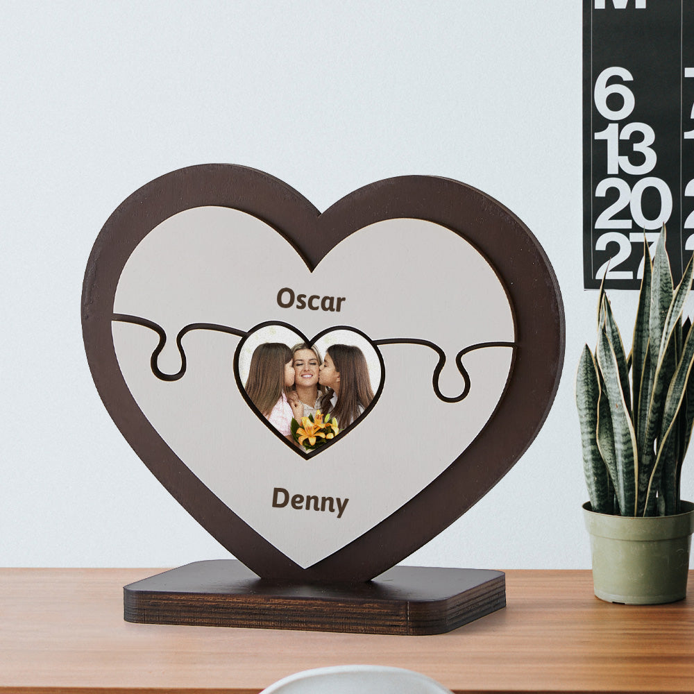 Personalizowana drewniana układanka serce na prezent dla Mamy na Dzień Matki