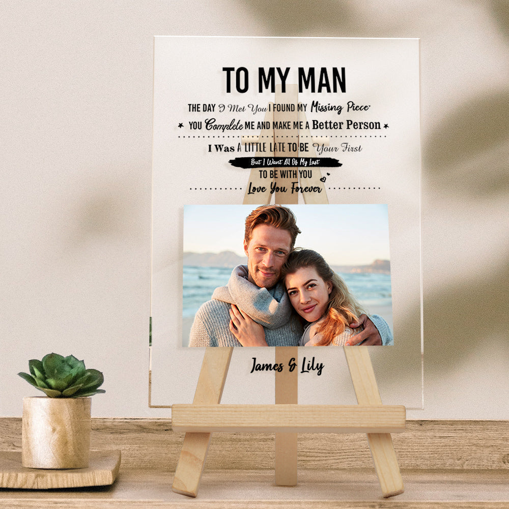 Personalizowana tablica ze zdjęciem dla męża na rocznicę i walentynki