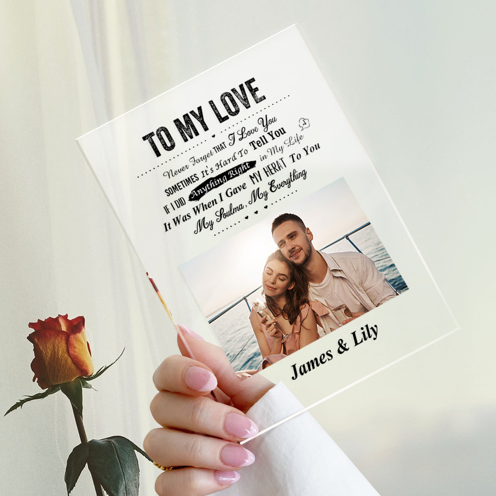 Personalizowana tablica ze zdjęciem dla męża na rocznicę i walentynki