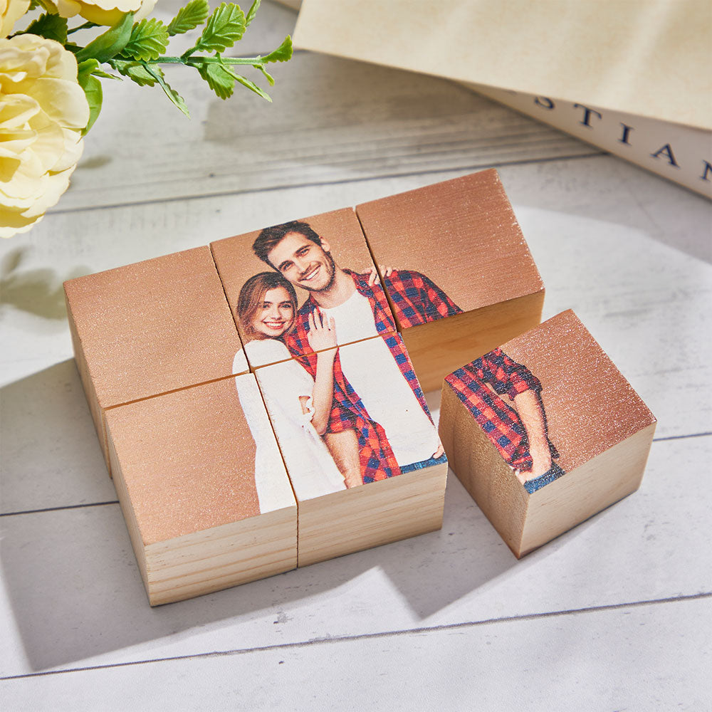 Personalizowana kostka ze zdjęciem, drewniana układanka na prezent dla dziecka
