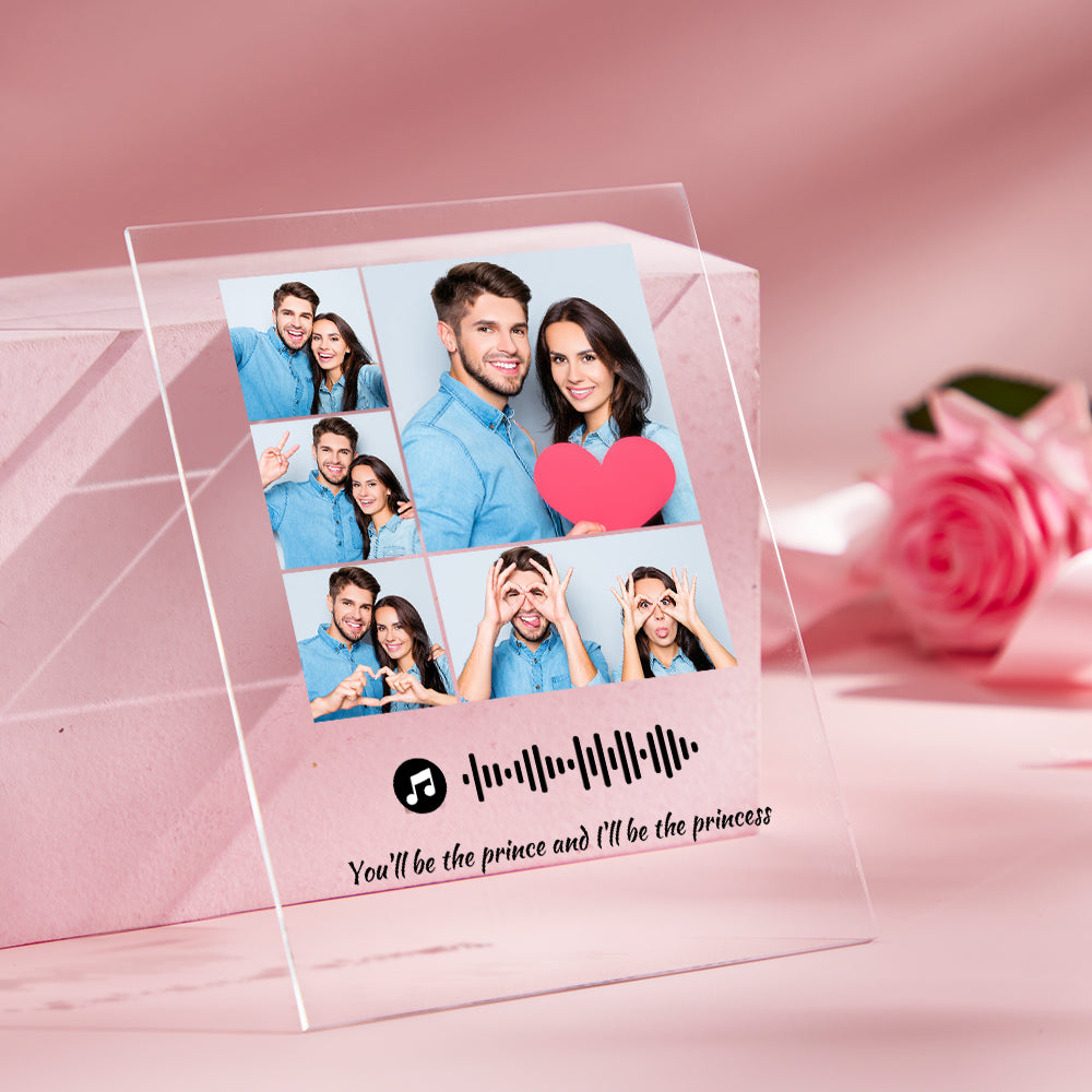 Personalizowana tablica ze zdjęciem i kodem muzycznym, prezent dla ukochanej