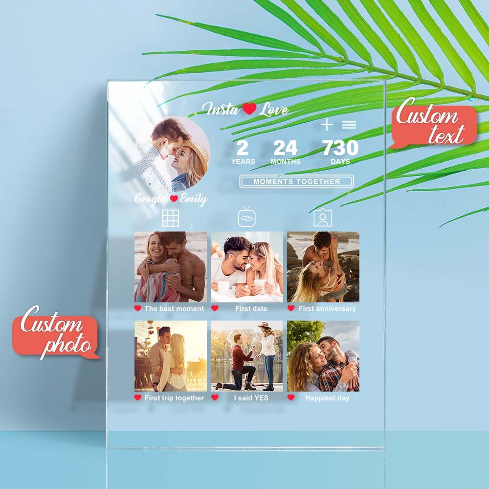 Personalizowana tablica akrylowa na rocznicę dla niego i dla niej z zdjęciem