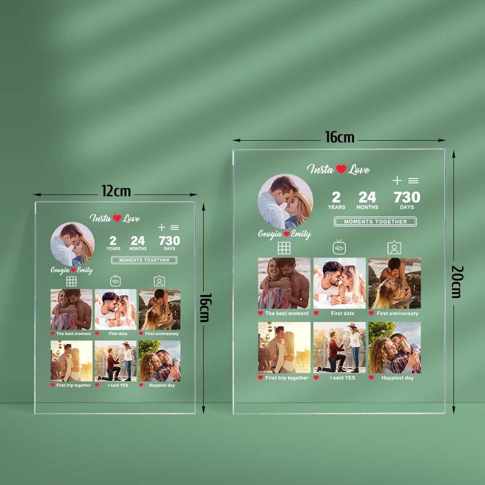 Personalizowana tablica akrylowa na rocznicę dla niego i dla niej z zdjęciem
