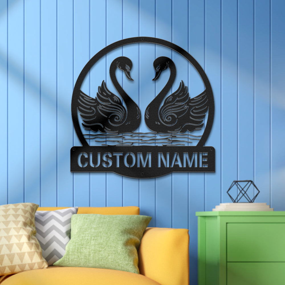 Personalizowana metalowa dekoracja ścienna dla pary z oświetleniem LED na prezent