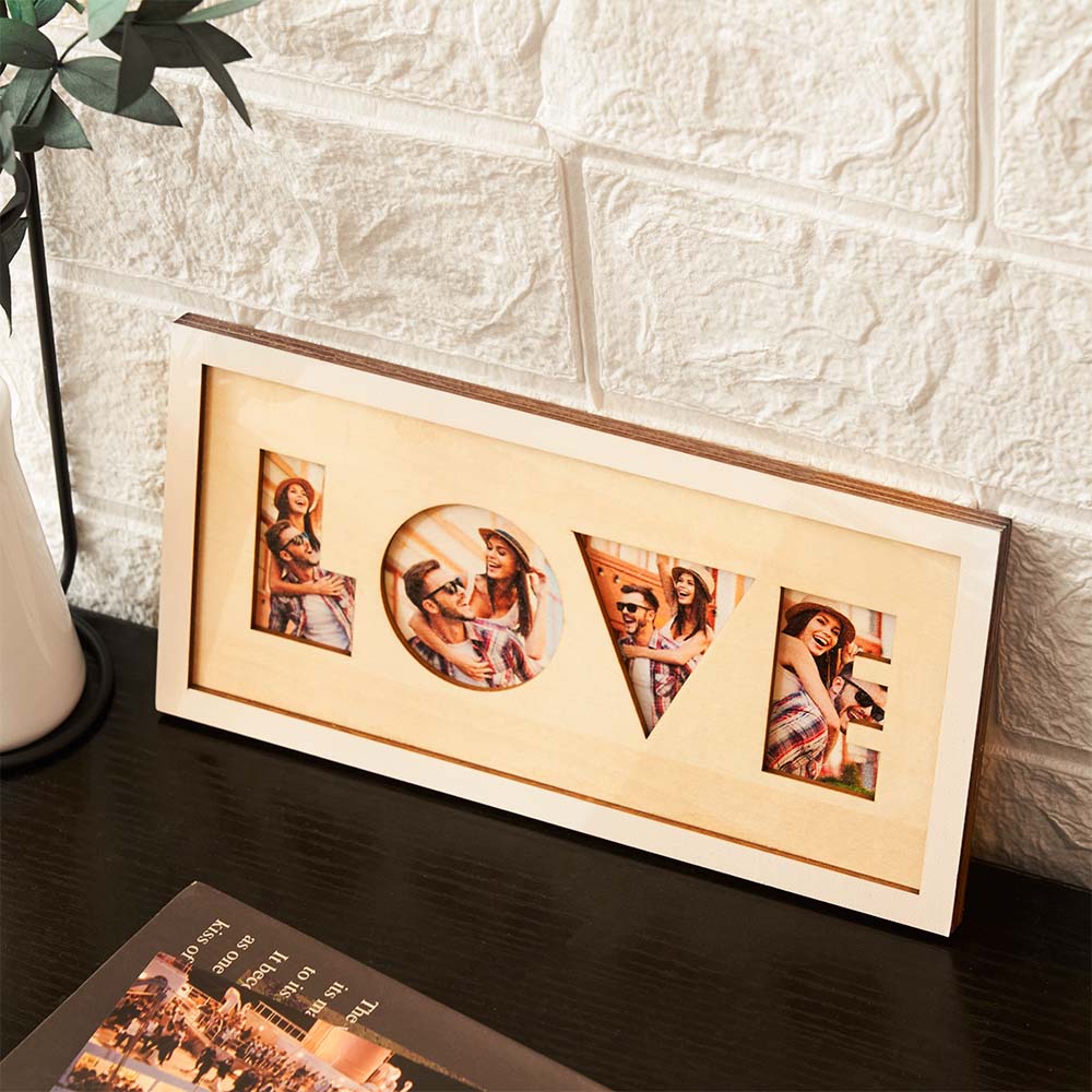 Personalizowany znak ścienny LOVE ze zdjęciem, idealny na prezent dla pary