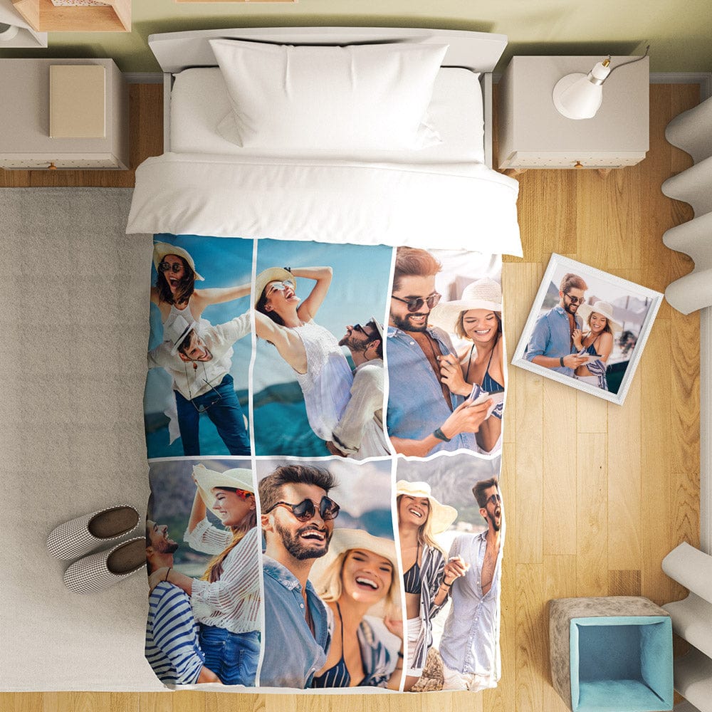 Personalizowana pościel z kolażem zdjęć na prezent dla niej lub niego