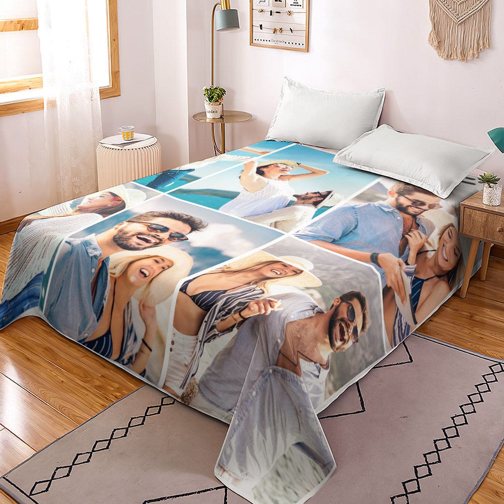 Personalizowana pościel z kolażem zdjęć na prezent dla pary na rocznicę