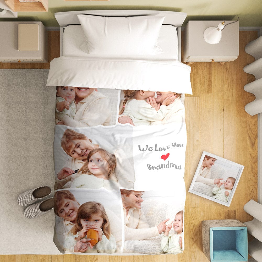 Personalizowana pościel z kolażem zdjęć na prezent dla niej lub niego