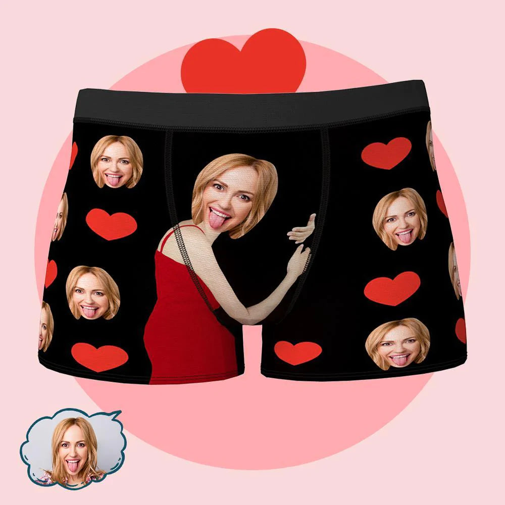 Personalizowane bokserki z sercem dla niego na rocznicę, zabawny prezent