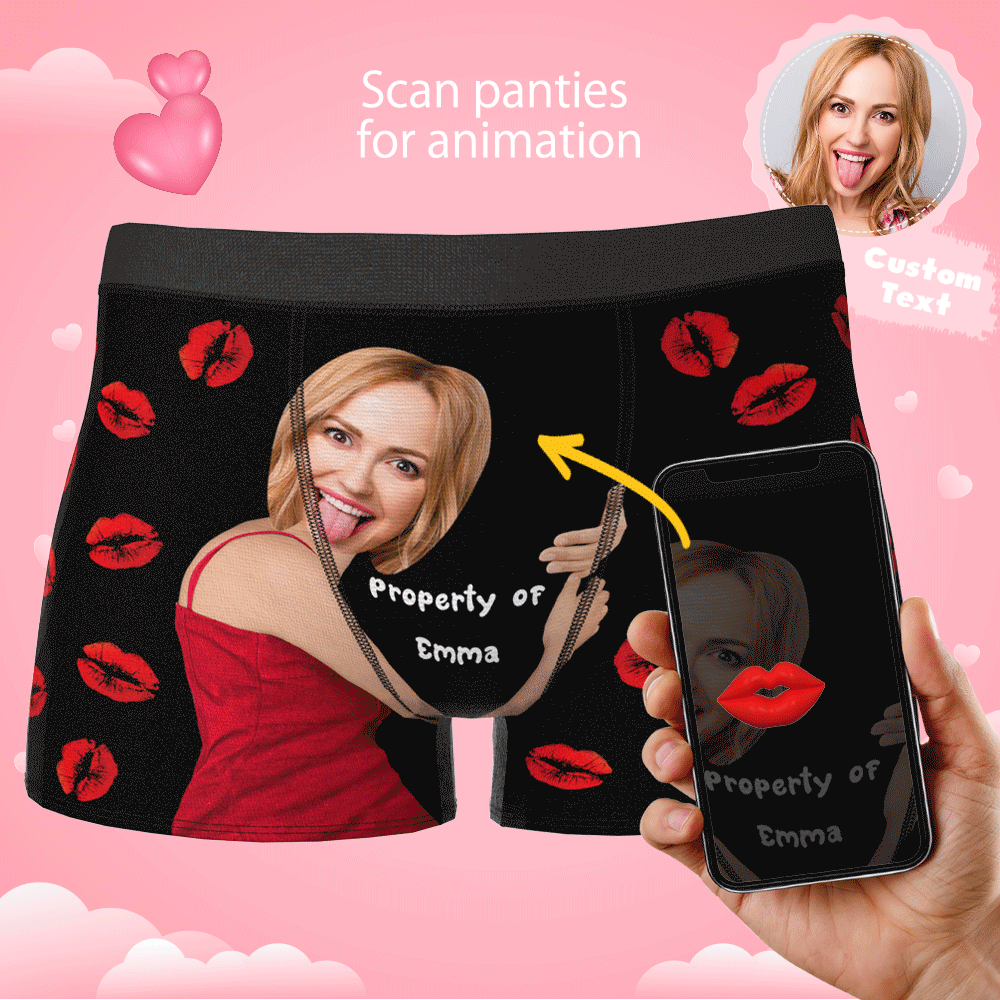 Personalizowane bokserki z czerwonymi ustami z imieniem na prezent dla niego