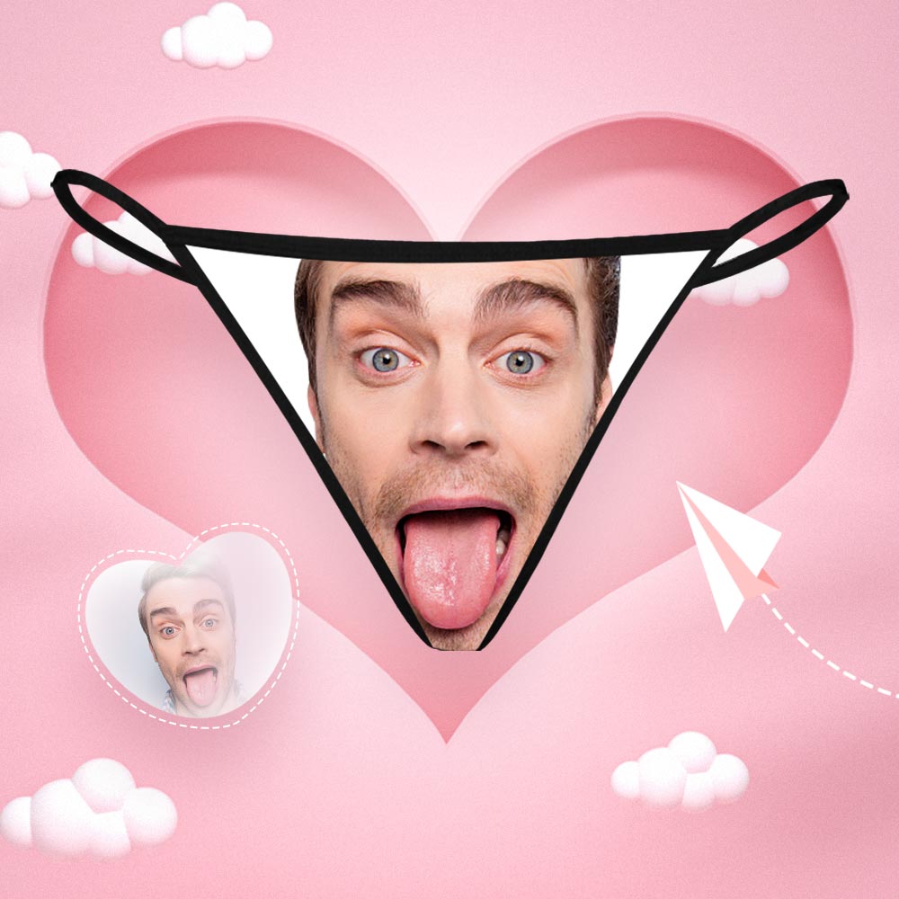 Personalizowane stringi z nadrukiem twarzy, prezent dla niej na urodziny