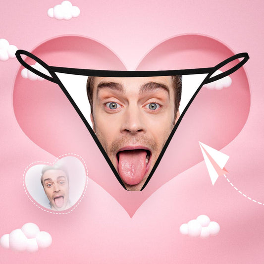 Personalizowane stringi z nadrukiem twarzy, prezent dla niej na urodziny