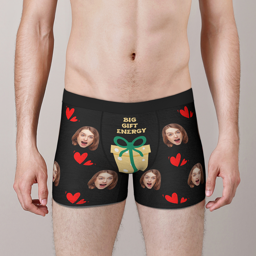 Personalizowane bokserki z nadrukiem twarzy na prezent świąteczny dla niego