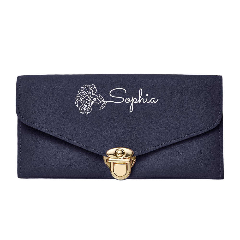 Portfel na Dzień Babci - prezent dla babci z imieniem i kwiatem urodzinowym