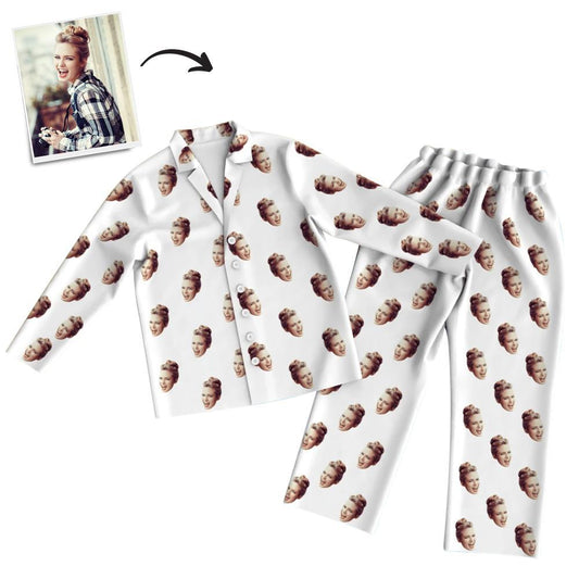 Kolorowa piżama unisex z twarzą, długi rękaw