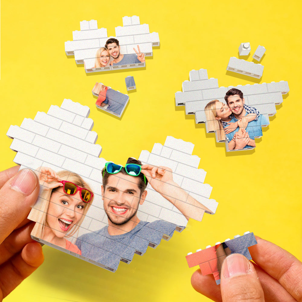 Personalizowane puzzle z klocków w kształcie serca na prezent dla pary