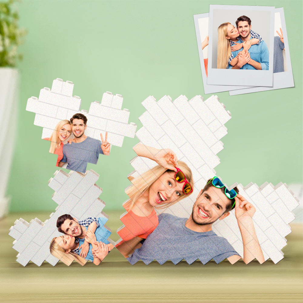Personalizowane puzzle z klocków w kształcie serca na prezent dla pary