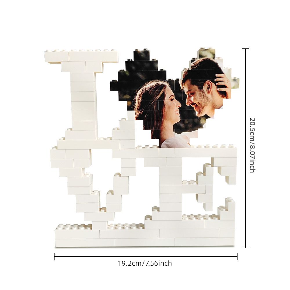 Personalizowana układanka z klocków LOVE ze zdjęciem na prezent dla pary