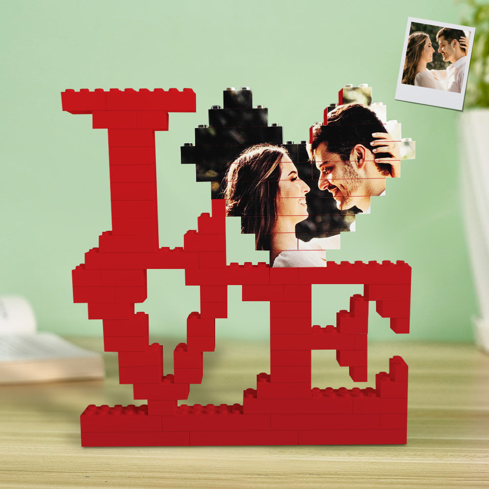 Personalizowana układanka z klocków LOVE ze zdjęciem na prezent dla pary