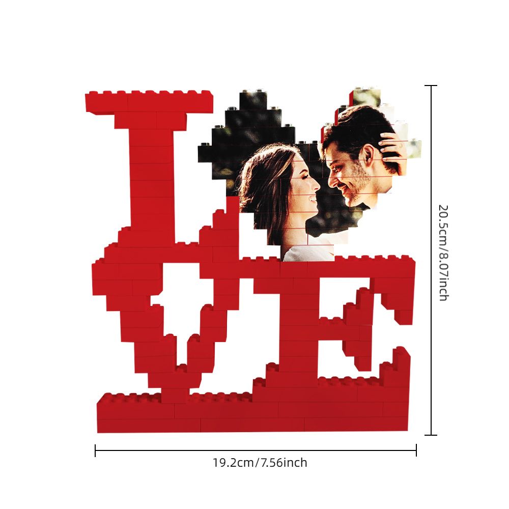 Personalizowana układanka z klocków LOVE ze zdjęciem na prezent dla pary