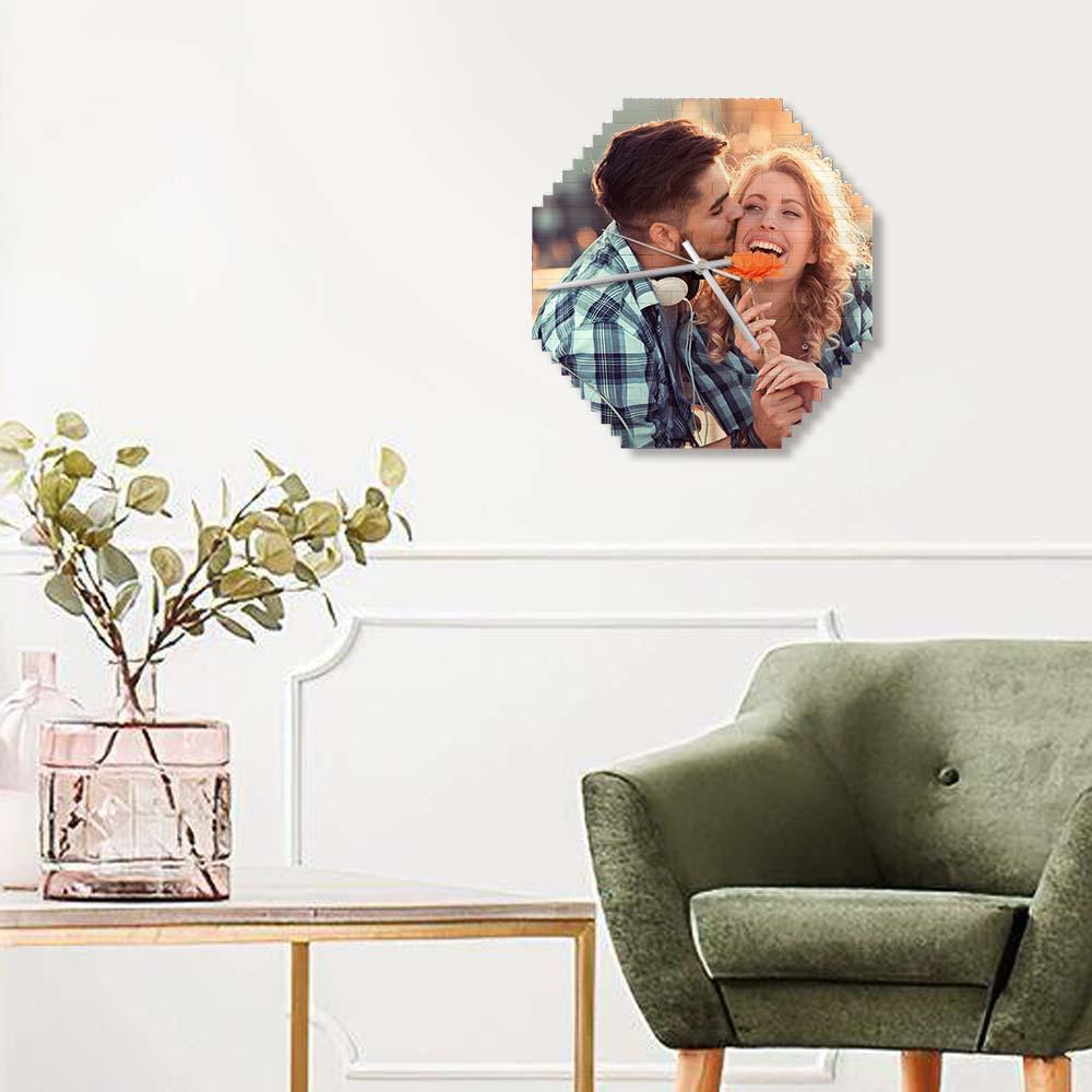 Personalizowany zegar ścienny z klocków dla pary na rocznicę lub prezent