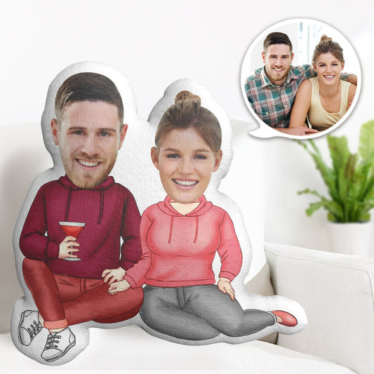 Personalizowana poduszka 3D z twarzą dla pary na prezent świąteczny