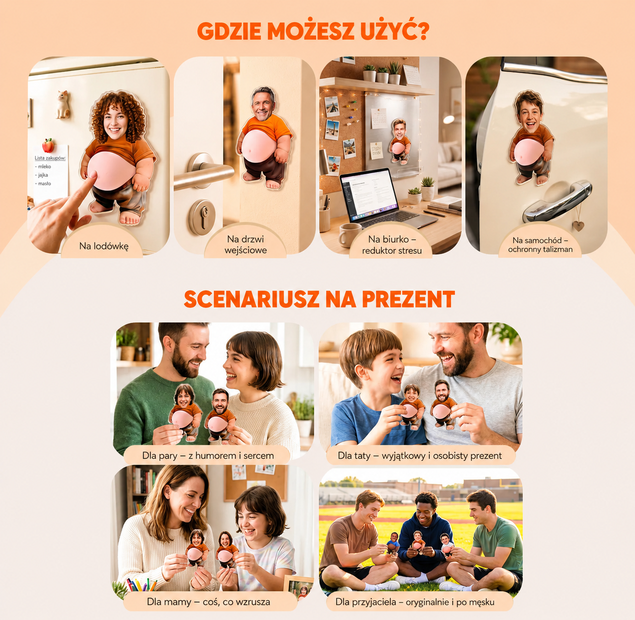 2 Spersonalizowane naklejki-magnesy – z miękkim brzuszkiem
