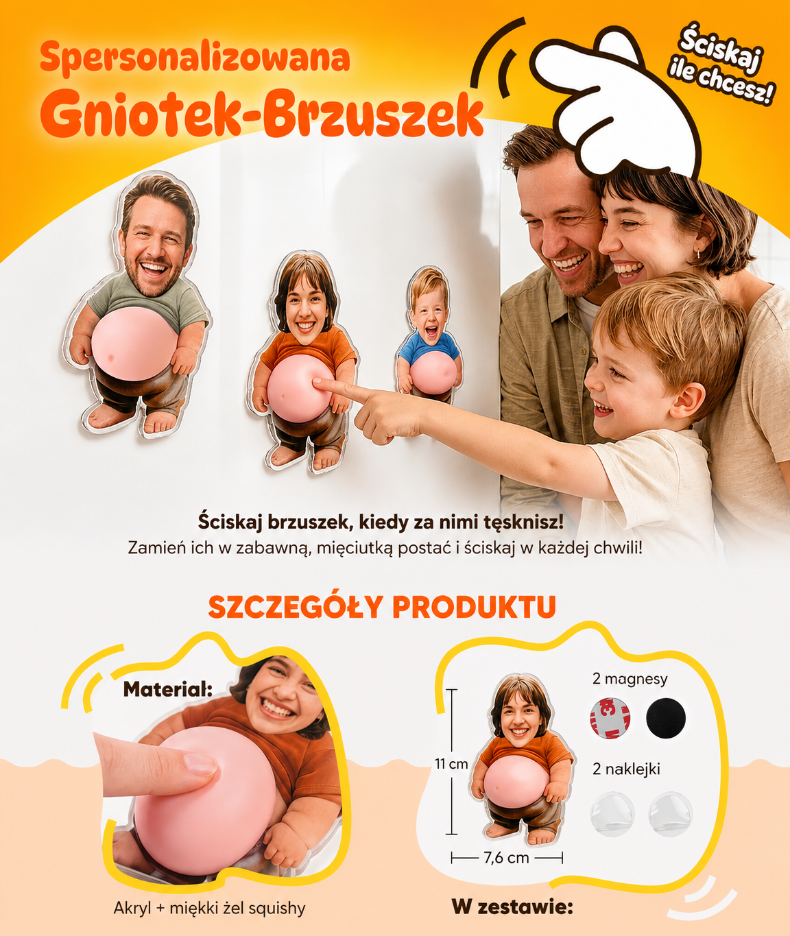 2 Spersonalizowane naklejki-magnesy – z miękkim brzuszkiem