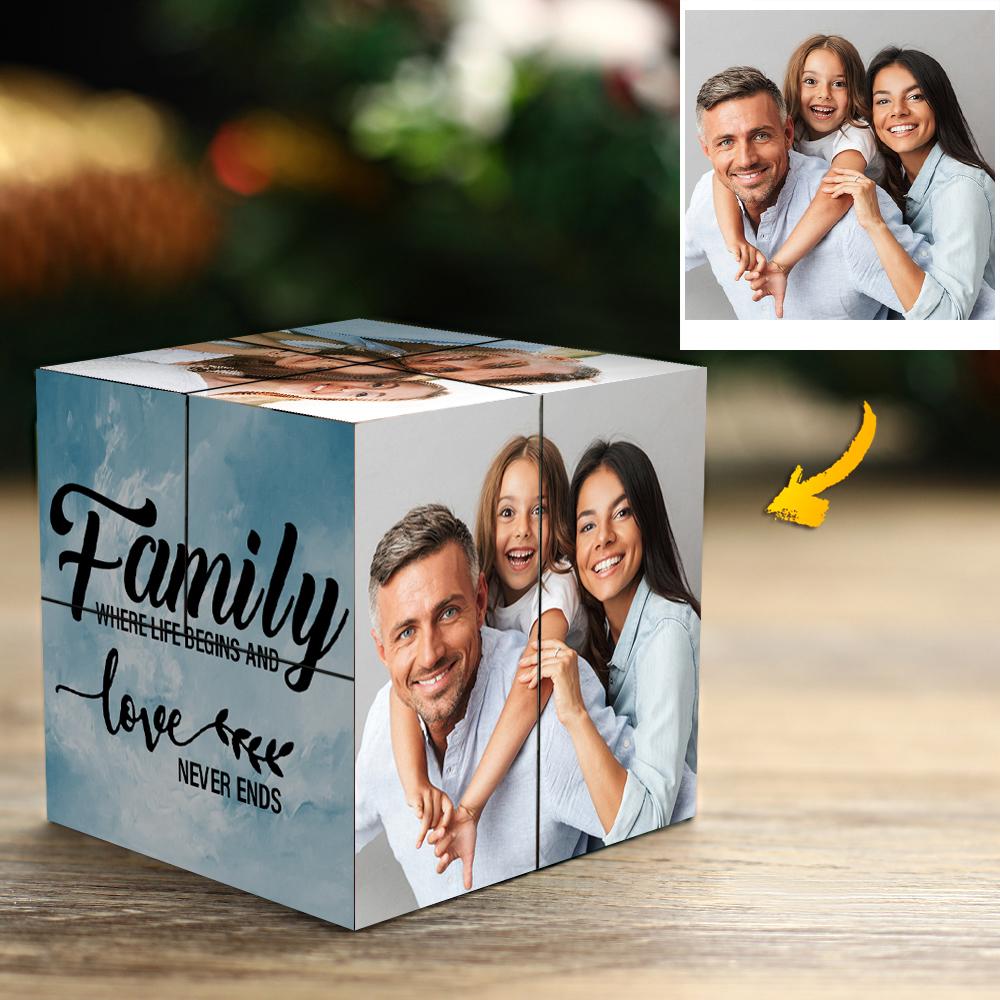 Personalizowana kostka ze zdjęciami na prezent dla rodziny, magiczna ramka