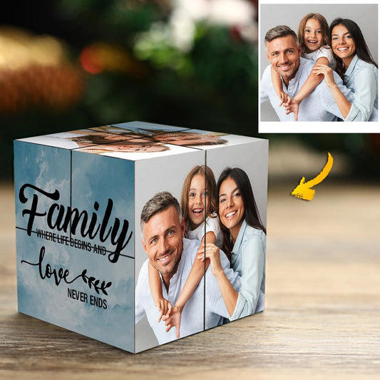 Personalizowana kostka ze zdjęciami na prezent dla rodziny, magiczna ramka