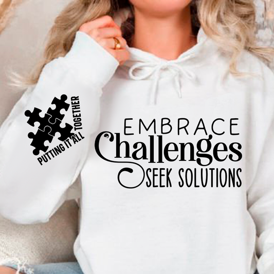 Bluza z kapturem Embrace Challenges Seek Solutions 