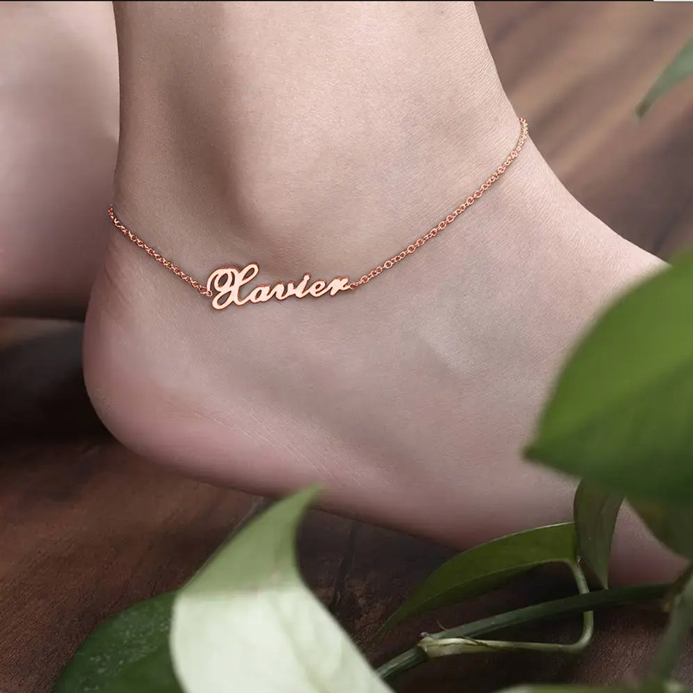 Custom Name Anklet Stainless Steel Anklet Silver Anklet
