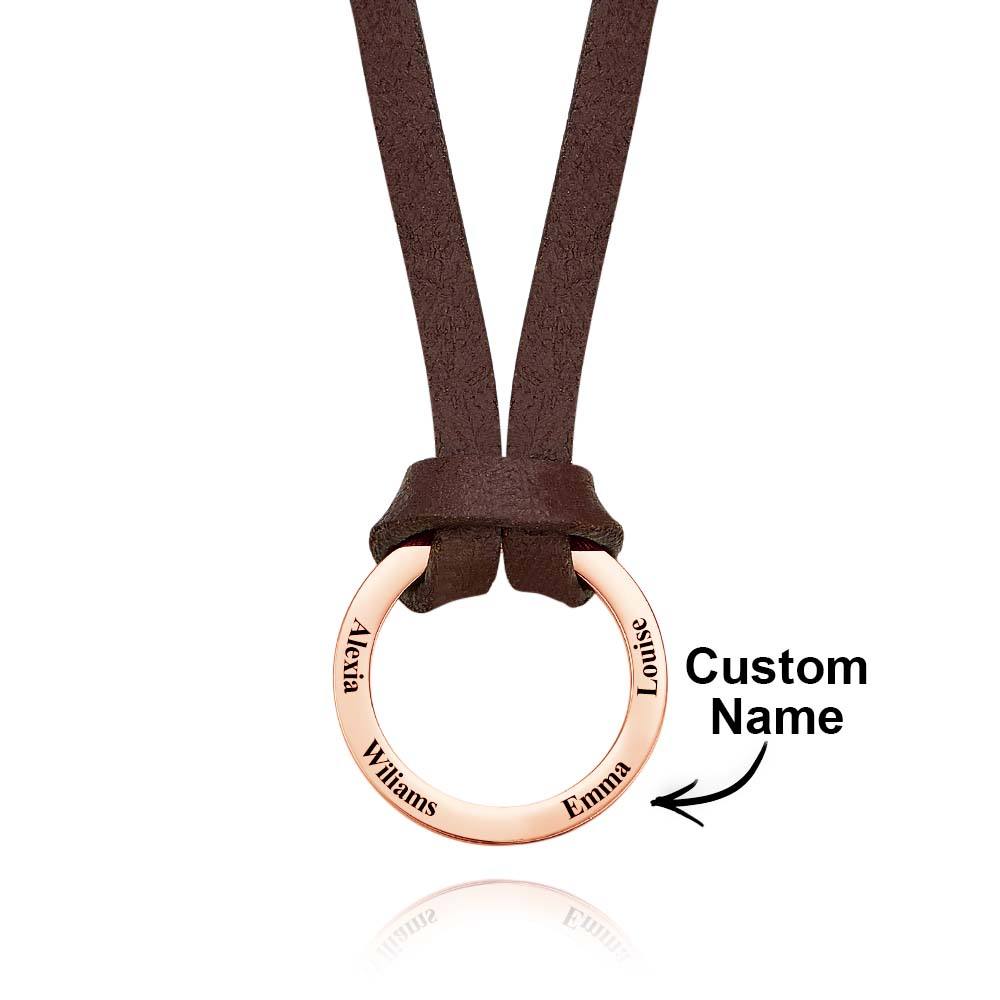 Personalized PU Leather Cord Necklace with Engraved Name Necklace Birthday Anniversary Gift for Man