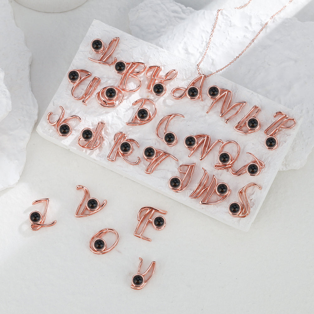 A-Z 26 Letters Custom Projection Necklace 925 Sterling Silver