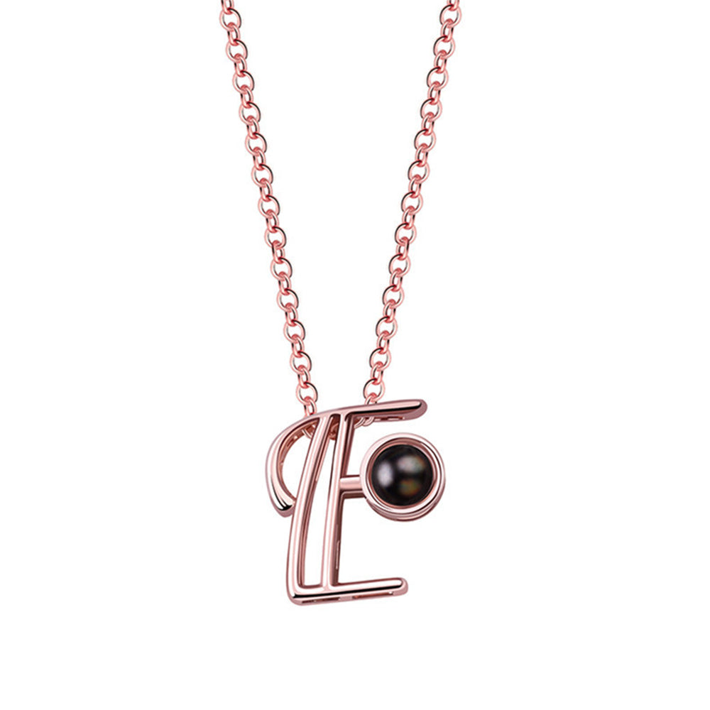 A-Z 26 Letters Custom Projection Necklace 925 Sterling Silver