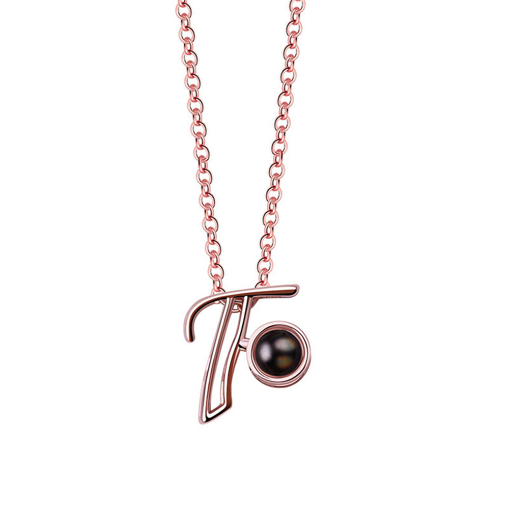 A-Z 26 Letters Custom Projection Necklace 925 Sterling Silver