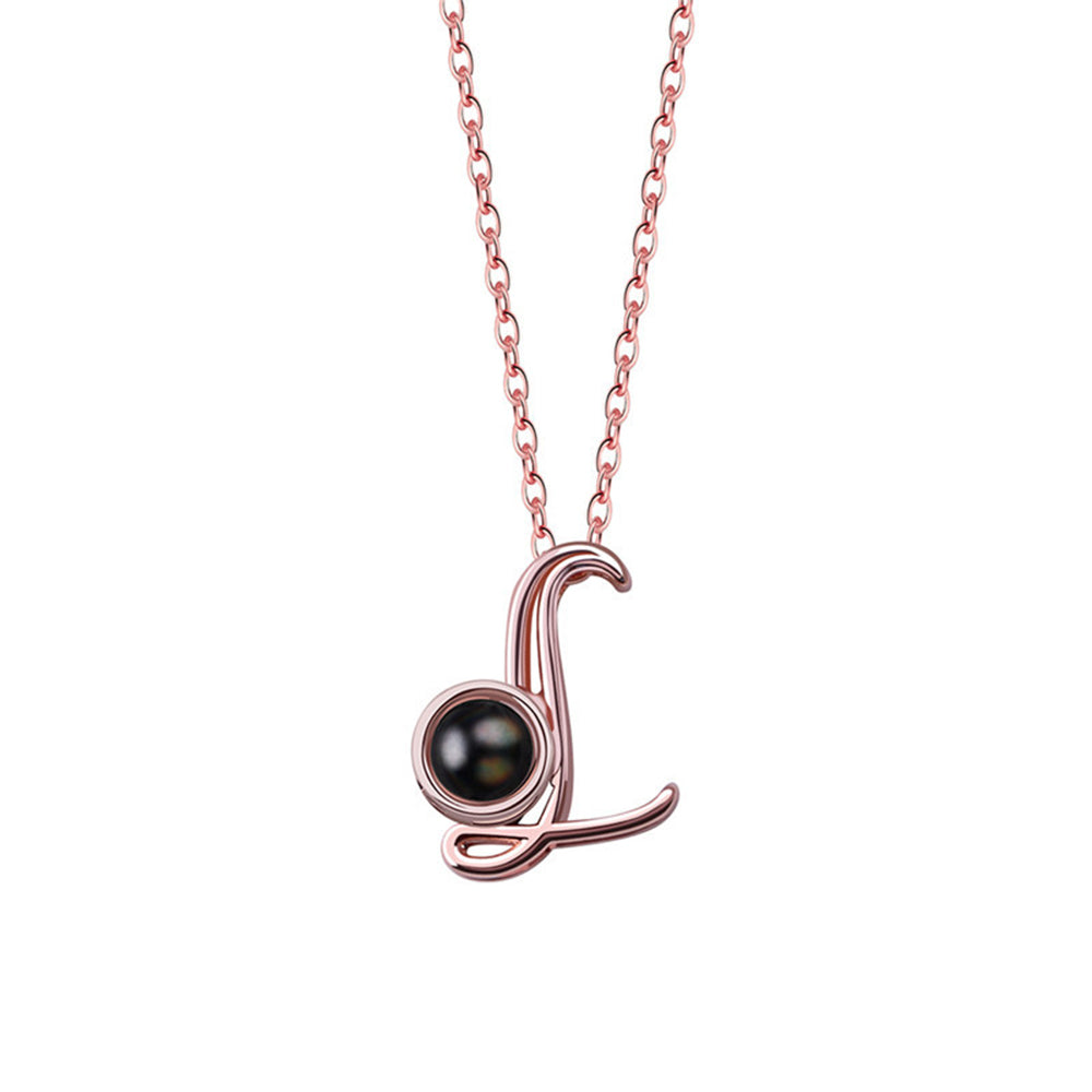 A-Z 26 Letters Custom Projection Necklace 925 Sterling Silver