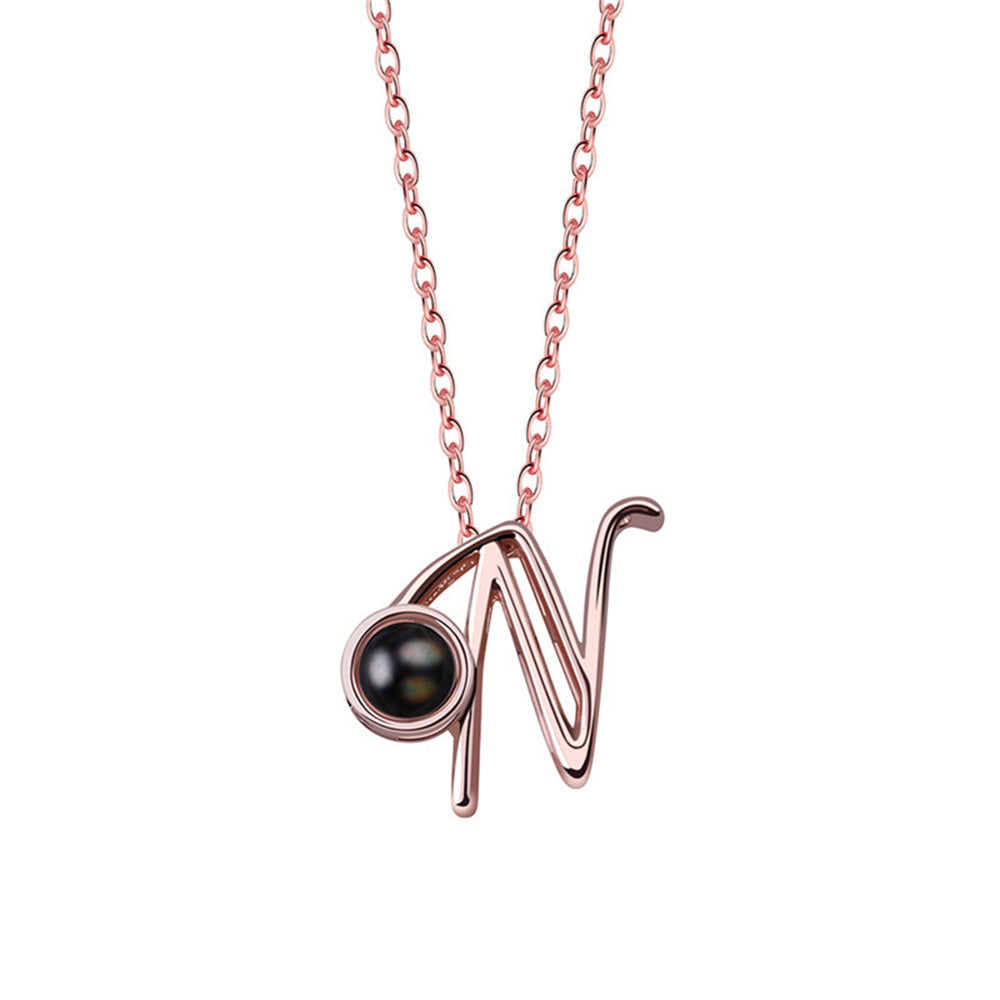 A-Z 26 Letters Custom Projection Necklace 925 Sterling Silver