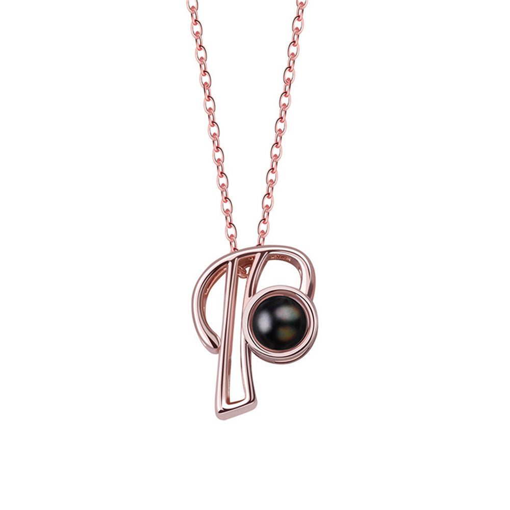 A-Z 26 Letters Custom Projection Necklace 925 Sterling Silver
